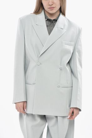 Super Blond Blazer Doppiopetto Oversized in Lana Vergine Stretch Super Blond