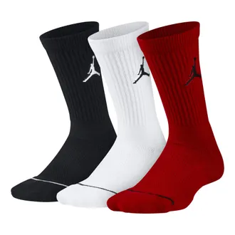 Nike Jordan Air Jordan Solid Color Embroidered Athletic Socks Unisex 3 Pairs Black + Red + White SX5545-011