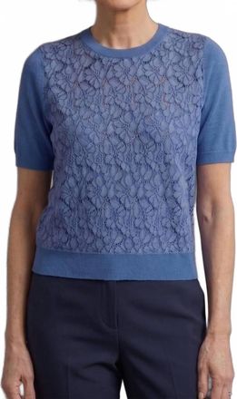 Current Air Lace Blouse In Soft Blue