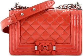 Chanel Boy Flap Bag Quilted Patent Small crossbody bag - Oranje
