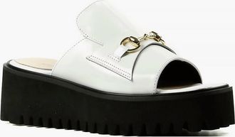 All Black Womens Link Flatform Sandal In White