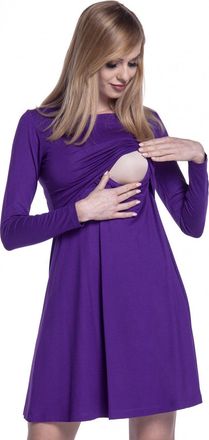 Happy Mama Womens Maternity Nursing Layered Skater Dress. Long Sleeves. 128p (Purple, UK 12/14, L)