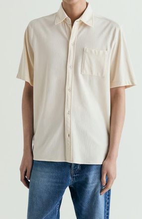 Scalpers Honeycomb Resort Shirt in Cream at Nordstrom, Size 38