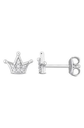 Delmar Created White Sapphire Crown Stud Earrings in Silver at Nordstrom Rack