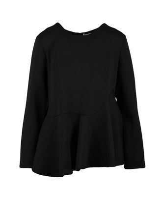 Meimeij Black Polyester-Blend Zip Blouse