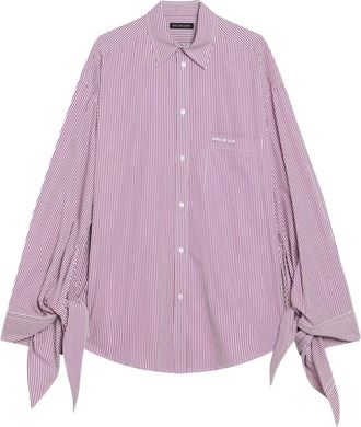 Balenciaga Blouse met geknoopte manchetten - Dames - Overhemden - Roze - XS - Katoen - Overhemden