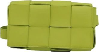 Bottega Veneta Pre-owned Leren Cassette Belt Maxi Intrecciato Heuptas - Heren - Vintage Heuptassen - Groen - ONE Size - Leer - Vintage