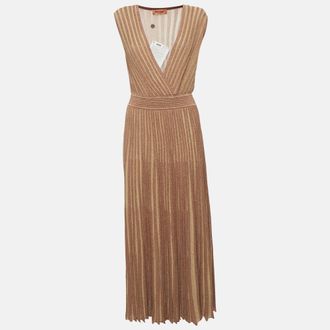 Missoni Brown Lurex Knit V-Neck Maxi Dress