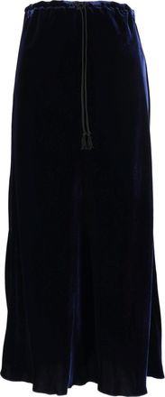 Forte_Forte Black Smooth Velvet Viscose-Silk Drawstring Midi Skirt