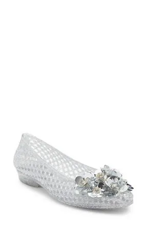 Jeffrey Campbell Kaiz Jelly Flat in Silver Glitter Silver at Nordstrom Rack, Size 10