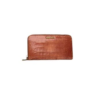 Miu Miu Pre-owned Leather Wallet - Dames - Vintage Accessoires - Bruin - ONE Size - Leer - Vintage