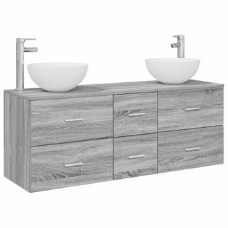 vidaXL Juego De Muebles De Ba&ntilde;o 3 Uds. Sonoma Gris 49,5 X 41 X 64,5 Cm Vidaxl
