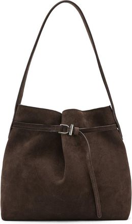 Mango Suede Buckle Bucket Bag in Chocolate at Nordstrom