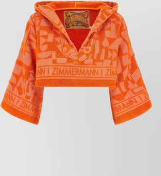 Zimmermann cropped jacquard terry hooded top