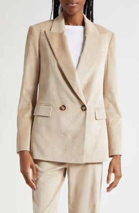 Veronica Beard Sevyn Corduroy Double Breasted Dickey Jacket in Heathered Sand at Nordstrom, Size 12