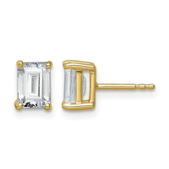 Diamond2Deal 14k Gold 2 ctw Lab Grown Diamond Emerald Stud Earrings