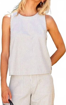 Fifteen Twenty Womens Clarice Side Button Top In Cream W/navy
