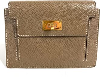 Herm&egrave;s Etoupe Gray Gray Epsom Leather Coin Purse/Coin Case (Pre-Owned)