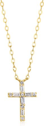 RS Pure by Ross-Simons Lab-Grown Diamond Cross Necklace in 14kt Yellow Gold