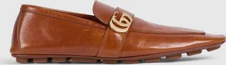 Gucci Mens Driver With Double G, Brown, Leather