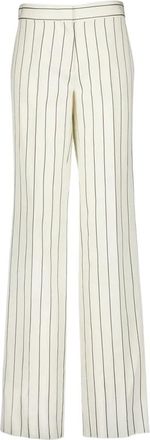 Stella McCartney Cr&egrave;me Pinstripe Straight-Leg Broek - Dames - Wijde Broeken - Beige - S - Broeken