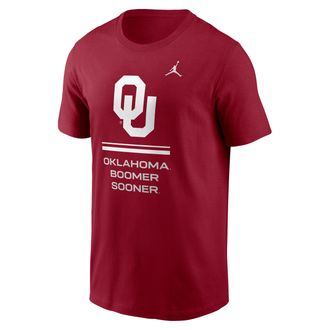 Nike Jordan Mens Oklahoma Sideline Jordan Brand Dri-FIT College T-Shirt in Red | 0JET69WOKN-ZK0