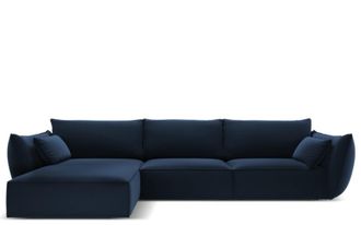BLOOMINGLOFT 4-Sitzer Design Ecksofa Vanda mit Eckteil links - Samtbezug