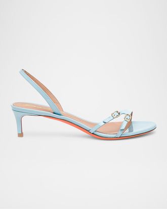 Santoni Virna Buckle Patent Leather Sandals