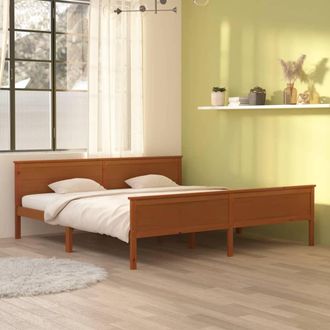 vidaXL Estructura Cama Sin Colch&oacute;n Madera Pino Marr&oacute;n Miel 200x200 Cm Vidaxl