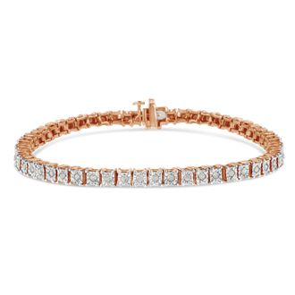House of Brilliance 925 Sterling Silver 1.0 Cttw Diamond Square Frame Miracle-Set Tennis Bracelet