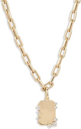 Adina Reyter Collana Dog Tag in oro giallo 14 carati con diamanti
