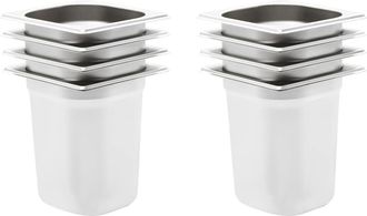 vidaXL Bandejas Gastronorm 8 Unidades Gn 1/6 200 Mm Acero Inoxidable Vidaxl