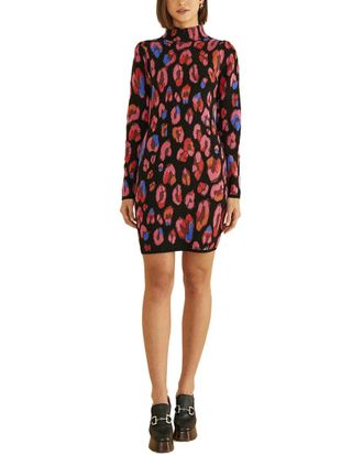 Farm Rio Iridescent Leopards Cut Out Knit Mini Dress