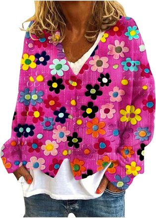 Generic Lightweight Open Front Cardigan Jumpers for Women UK Womens Vintage Floral Crop Cardigan Sweather Cute Y 2K Top Knit Colorful Patterned V Neck Down Op