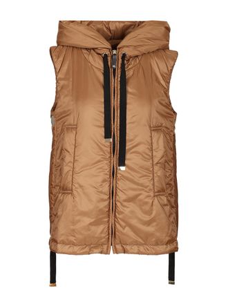 Max Mara Padded Gilet With Hood Coats Brown