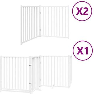 vidaXL Puerta De Perros Plegable 8 Paneles Madera &Aacute;lamo Blanca 640 Cm Vidaxl