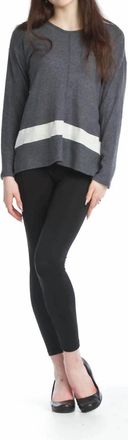 Papillon Ribbed Sweater With Contrast Stripe In Charcoal