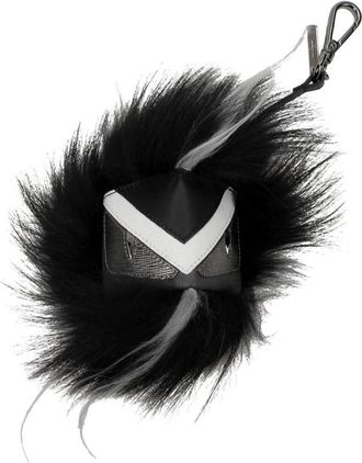 Fendi Stijlvolle Leren Sleutelhanger met Voor Detail - Heren - Tassen - Zwart - ONE Size - Leer - Tassen