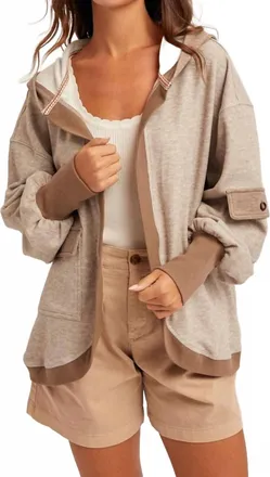 Hem & Thread Cozy Cargo Cardigan In Mocha