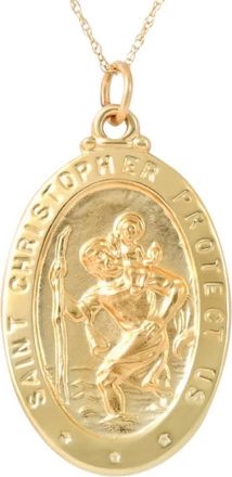 Pompeii3 14k Yellow Gold St. Christopher Medal Pendant 1 Tall 3 Grams