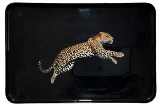 Les-Ottomans Printed Iron Tray-leopard