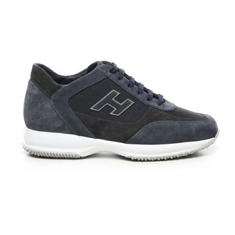 Hogan Sneakers, male, Blue, 5 1/2 UK, Blue Suede Trainers with Woven Inserts