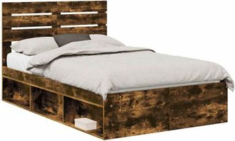 vidaXL Estructura De Cama Con Cabecera Roble Ahumado 120 X 190 Cm Vidaxl