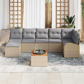 vidaXL Conjunto De Sof&aacute; De Jard&iacute;n 8 Pcs Beige Polirat&aacute;n Vidaxl