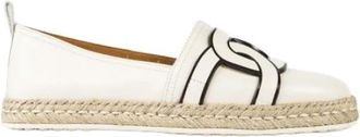 Tod's Witte leren ketting espadrilles - Dames - Espadrilles - Wit - 38 1/2 EU - Leer - Schoenen