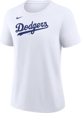 Nike Los Angeles Dodgers Wordmark Nike Womens MLB T-Shirt in White | 01K910ALD-M3X