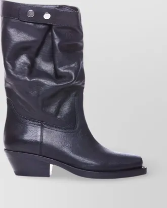 Isabel Marant leather boots buckle strap heeled