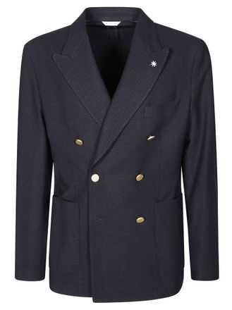 Manuel Ritz Double-Breasted Blazer With Gold Button Detailing