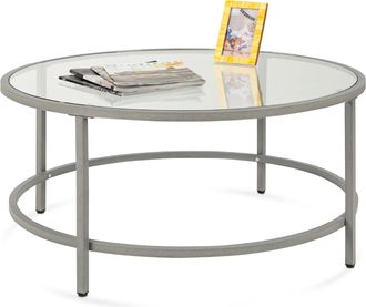 Best Choice Products 36in Round Tempered Glass Coffee Table for Home, Living Room, Dining Room