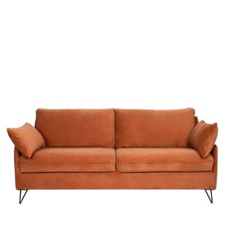 DRAWER Sof&aacute; 4 plazas en terciopelo con patas de metal negras - &Oacute;xido